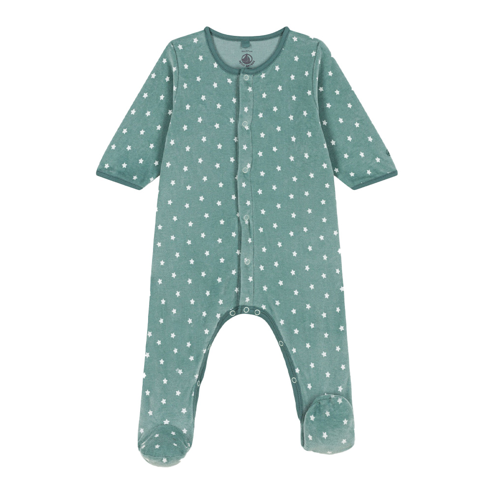 Pyjama B B Toiles En Velours Bleu Brut Blanc Marshmallow Mois Petit