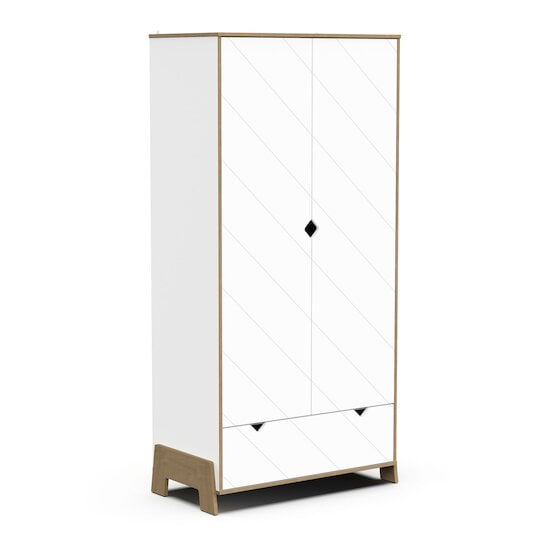 Albizia Armoire 2 portes + 1 tiroir Blanc / chêne  de CBA Meubles