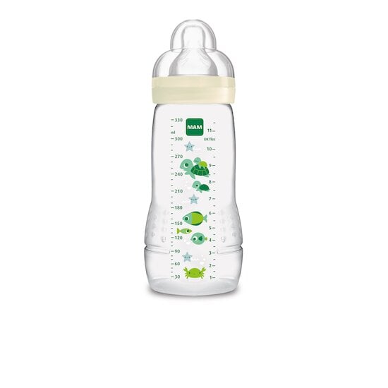 Biberon 2ème âge coloré tétine débit X Vert 330 ml de Mam