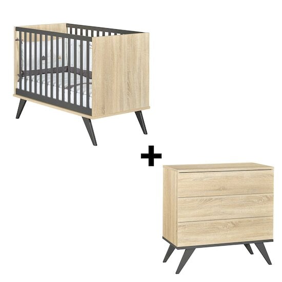 Chambre New York Duo : Lit 60 x 120 cm + Commode   de Sauthon Baby's Sweet Home