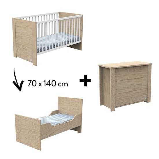 Chambre Antonin Duo : lit évolutif 70 x 140 + commode   de Sauthon Baby's Sweet Home