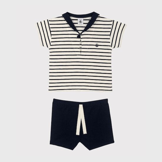 Ensemble tee-shirt et short en jersey Rayures 18 mois de Petit Bateau