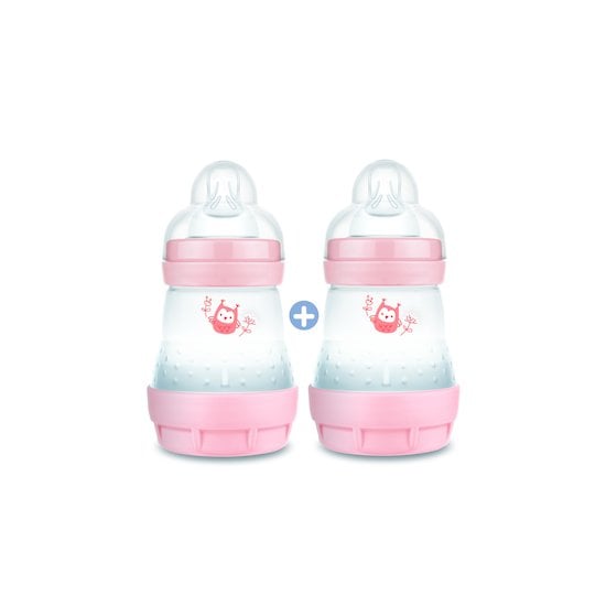 MAM , Biberon Easy Start anti-colique 0+ mois (160 ml) Aqua – Biberon avec  tétine en silicone débit 1 vitesse lente – Biberon pour bébé avec base
