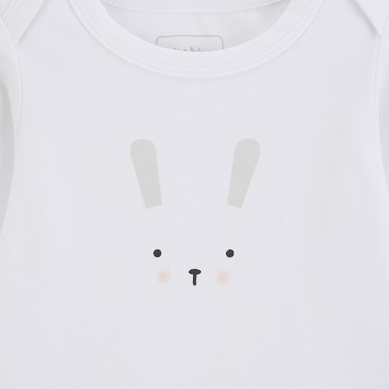 Body manches longues Lapin Câlin Blanc talc  de P'tit bisou