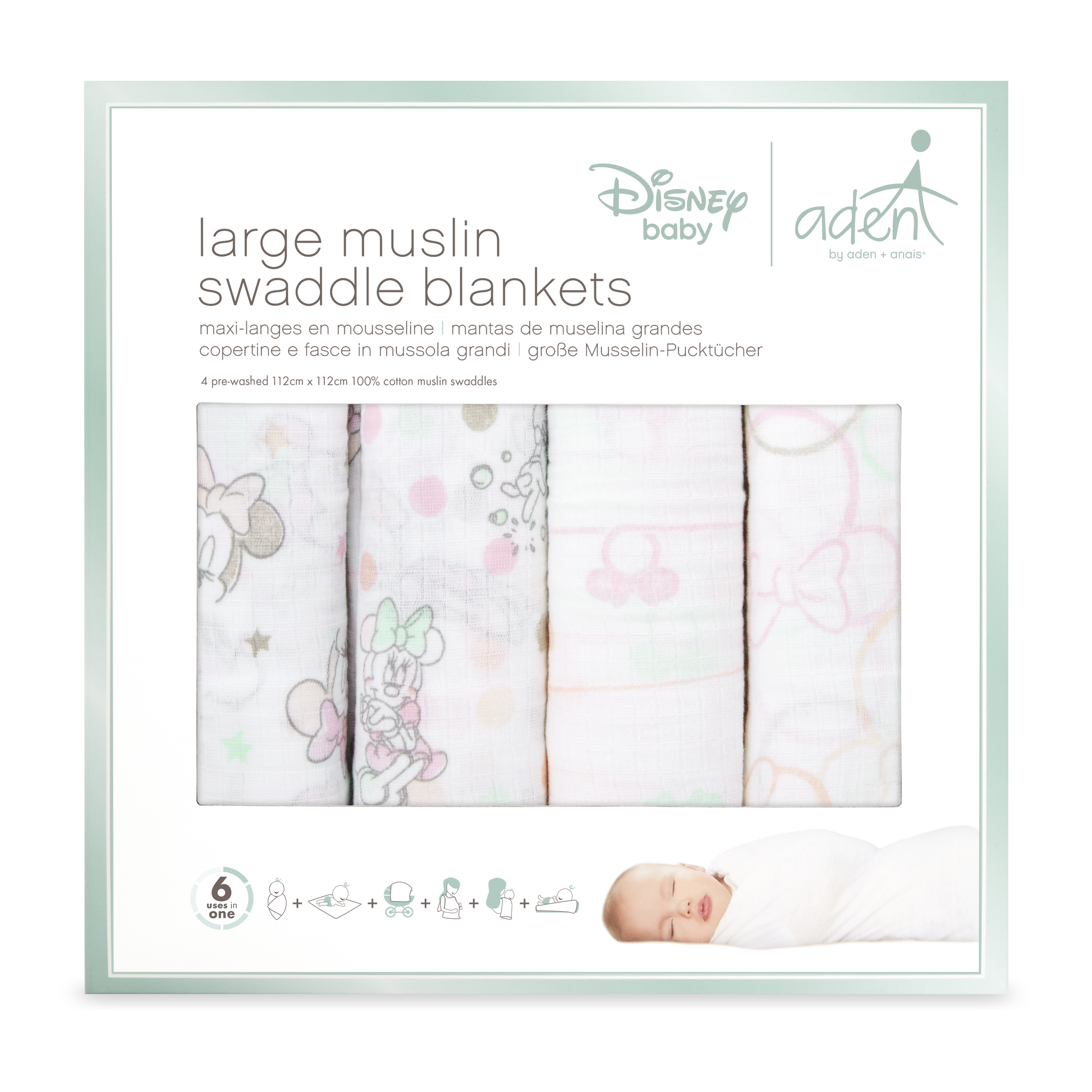 Lot De 4 Langes 112x112 Minnie Bubble De Aden Anais Essentials Langes Aubert