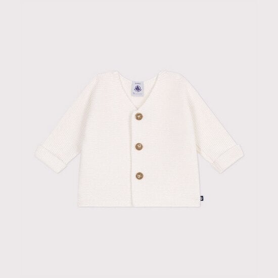 Cardigan tricot point mousse en coton Blanc Marshmallow  de Petit Bateau