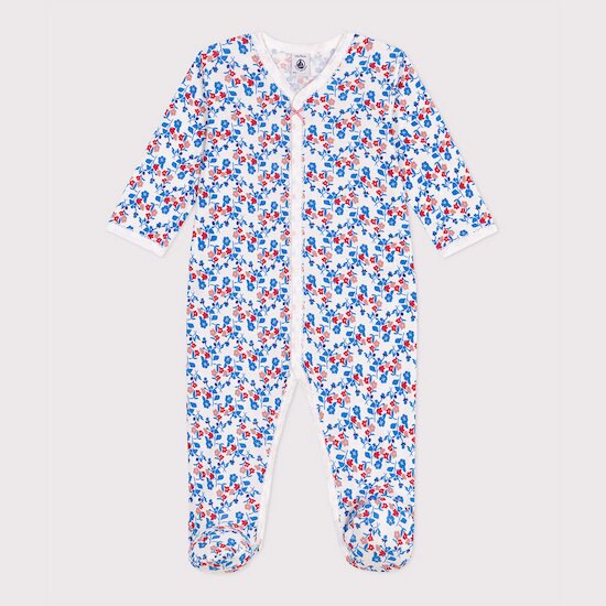 Pyjama bébé en coton fleuri Blanc Marshmallow  de Petit Bateau