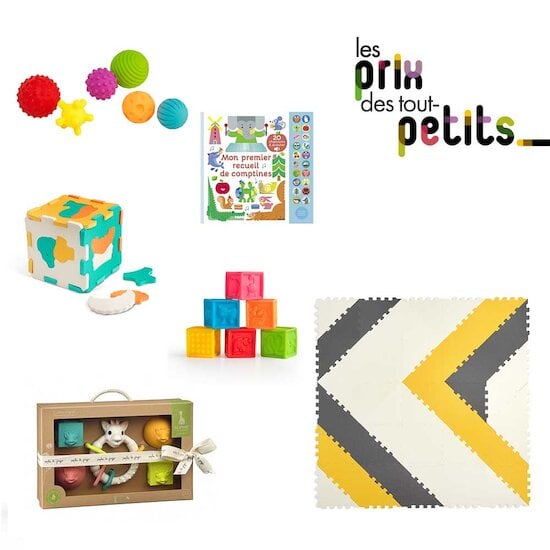 Tout le nécessaire pour éveiller bébé : tapis + balles sensorielles + mini dalles + cubes souples + coffret d'éveil + livre de comptines    de Formula Baby