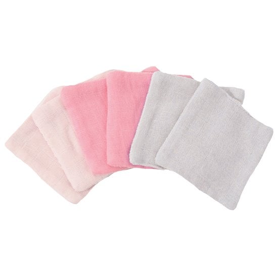 Lot de 6 lingettes lavable en mousseline blanc/rose 10 x 10 cm de Trois  Kilos Sept, Gants et éponges : Aubert