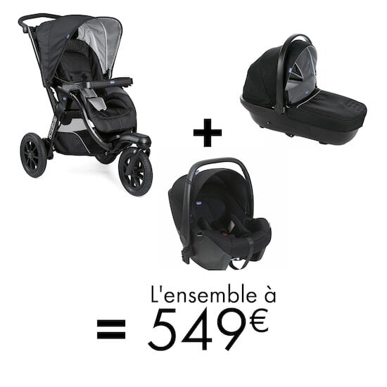 Offre Chicco : Trio Activ3 poussette + siège auto Kory  + nacelle =  549€   de Chicco