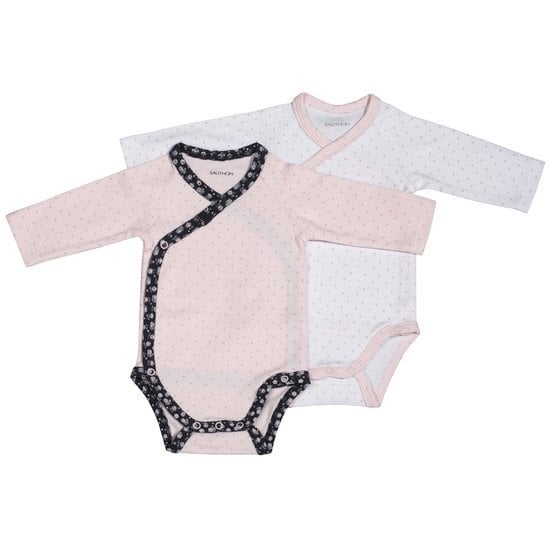 Miss Fleur de Lune lot de 2 bodies Blanc Rose  de Sauthon Baby's Sweet Home