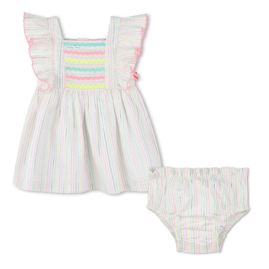 Ensemble Robe + Bloomer en coton Blanc  de Billieblush