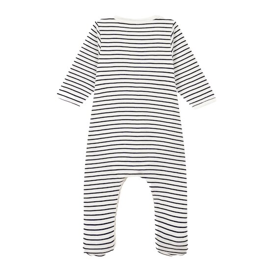 Bodyjama à rayures en coton Marshmallow/smoking  de Petit Bateau