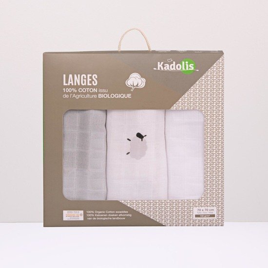 Set de 3 langes Mouton Gris  de Kadolis