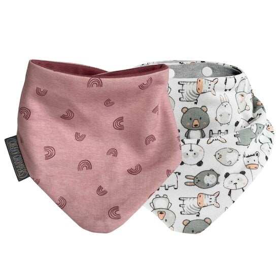 Lot 2 bavoirs bandana Rose & Panda  de Cheeky Chompers