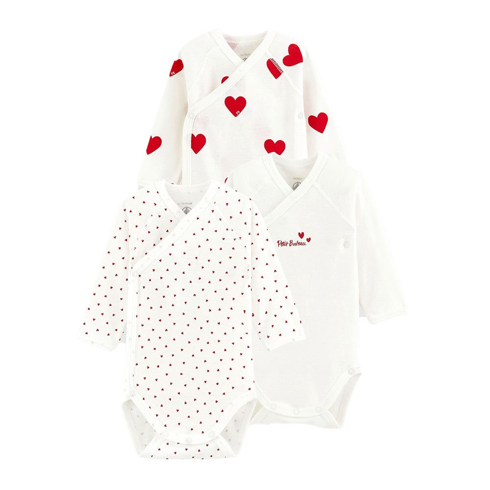 Lot de 3 bodies crois s C urs de Petit Bateau Bodies Fille Aubert