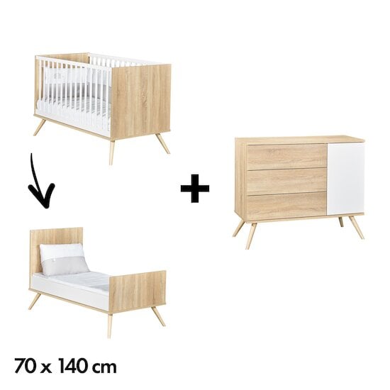 Chambre Seventies : Lit 70x140 + Commode   de Sauthon Baby's Sweet Home