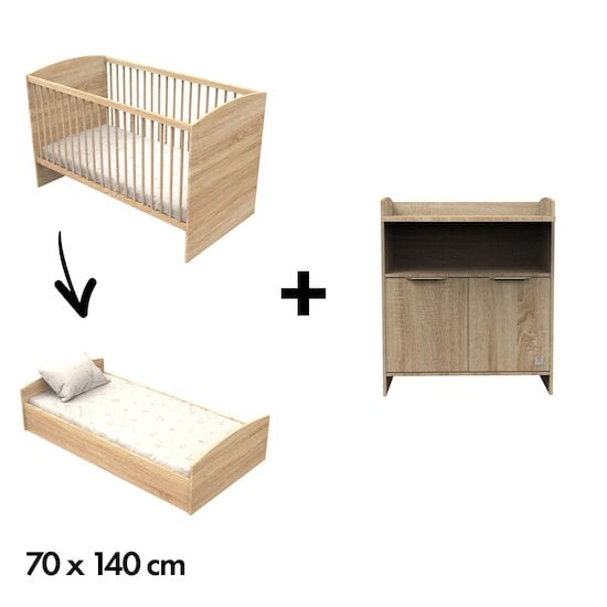 Chambre Azur : Lit 70x140 + Commode   de Sauthon Baby's Sweet Home