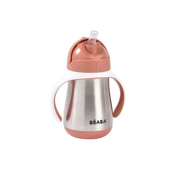 Tasse en inox avec paille Terracotta 250 ml de Béaba