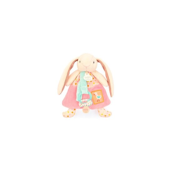 Doudou attache-sucette Lapin ciboulette  19 cm de Doudou et Compagnie