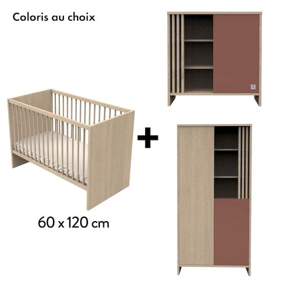 Chambre Tokyo : Lit 60x120 + Commode + Armoire   de Sauthon Baby's Sweet Home