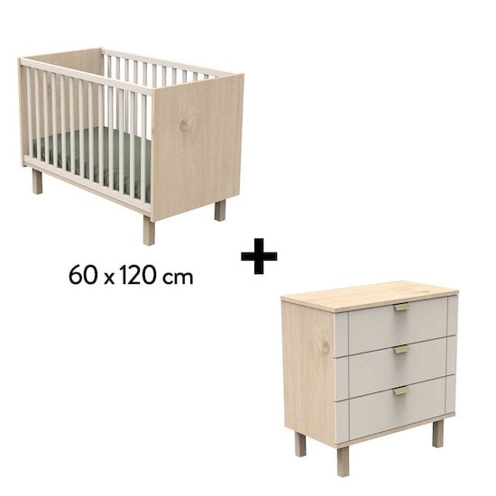 Chambre Solène Duo : lit 60x120 + commode   de Sauthon Baby's Sweet Home