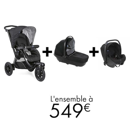 Soldes Chicco : Poussette Activ3 + Nacelle Activ3 + Siège auto Kory à 549€   de Chicco