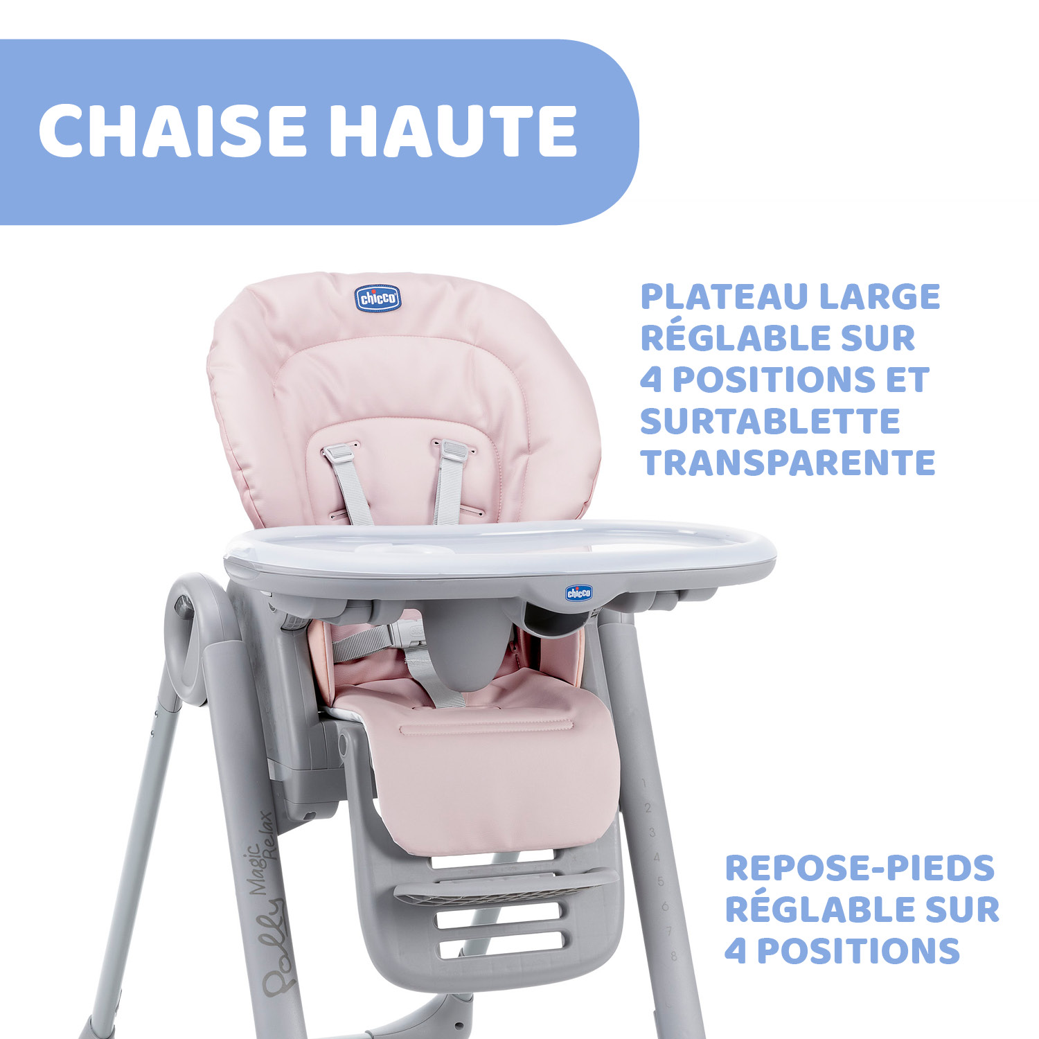 Chaise Haute Polly Magic Relax 4 Roues Paradise Pink De Chicco Chaises Hautes Evolutives Aubert