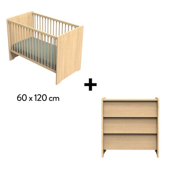 Chambre Cannelle Duo : lit 60x120 + commode   de Sauthon Baby's Sweet Home