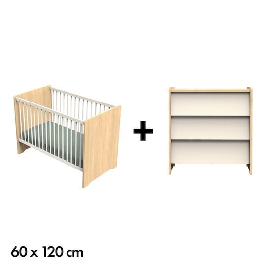 Chambre Vanille : lit 60x120 + commode   de Sauthon Baby's Sweet Home