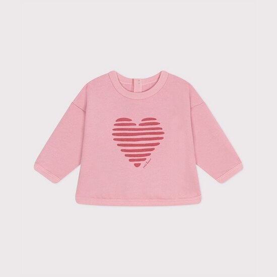 Sweat bébé en coton uni Rose Charme  de Petit Bateau