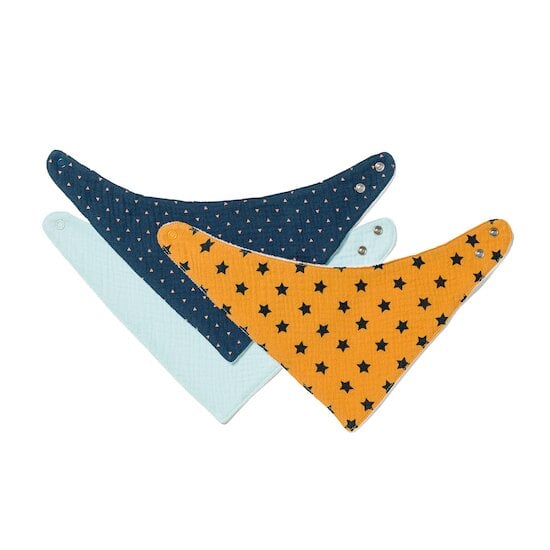 Lot de 3 bavoirs foulard Jaune golden  de Maïka