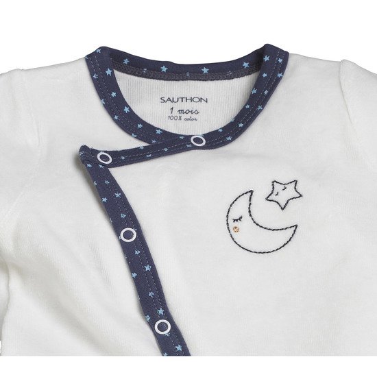 Merlin pyjama en velours Blanc  de Sauthon Baby's Sweet Home