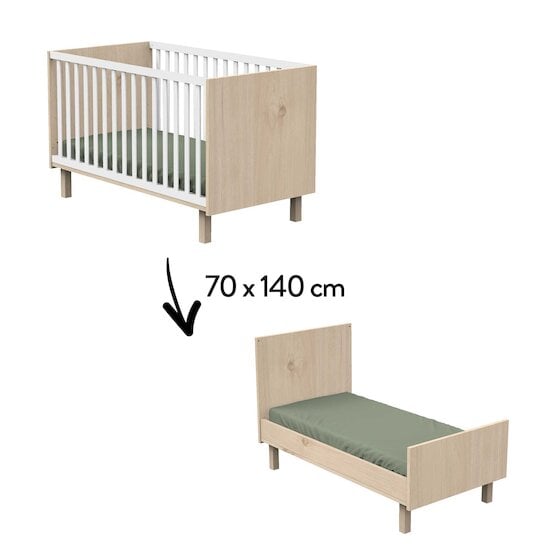 Solène Lit 70x140 évolutif Blanc 70 x 140 cm de Sauthon Baby's Sweet Home