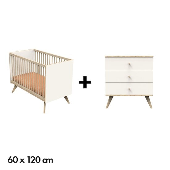 Chambre Camille : Lit 60x120 + Commode   de Sauthon Baby's Sweet Home