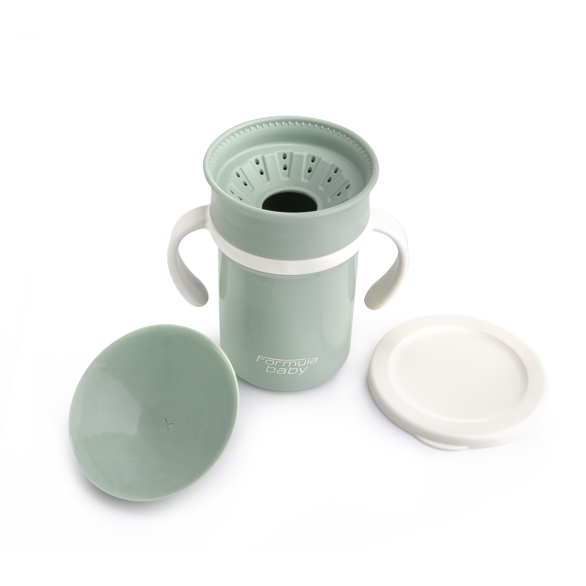 Tasse verre ANTI-FUITE et bord 360° avec poignée - Cup Baby - Vert