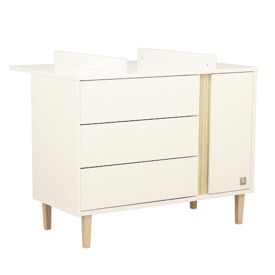 Paloma Commode 3 tiroirs 1 porte Blanc neige  de Sauthon Baby's Sweet Home