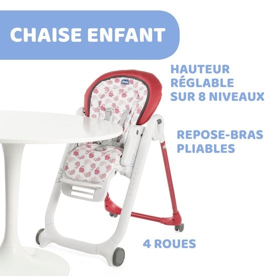 Chaise haute POLLY PROGRESS 5 rouge - Bébé Roi