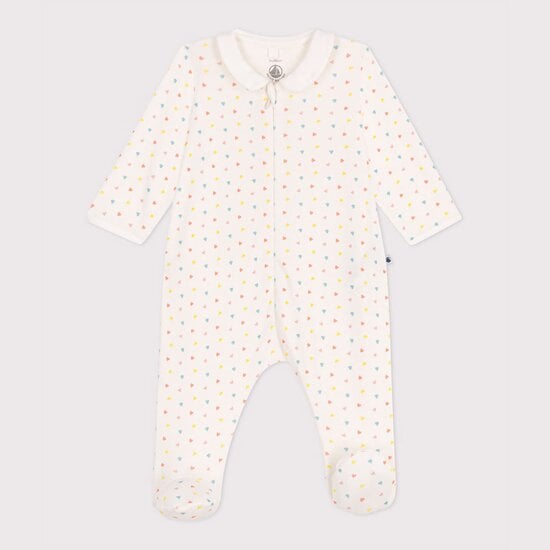 Pyjama en coton à col avec zip cœurs Marshmallow  de Petit Bateau