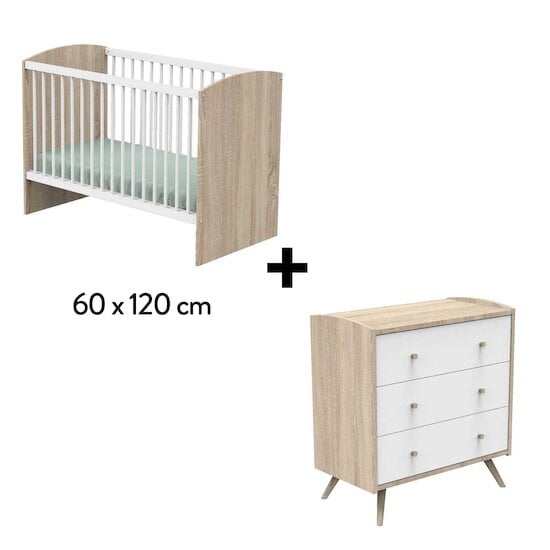 Chambre Access Duo : lit 60x120 + commode   de Sauthon Baby's Sweet Home