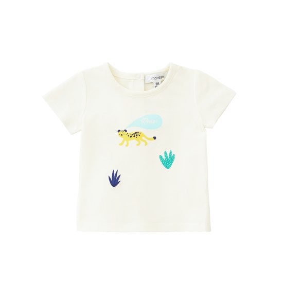 T-shirt Petit Léopard Ecru Drapeau 6 mois de Marèse