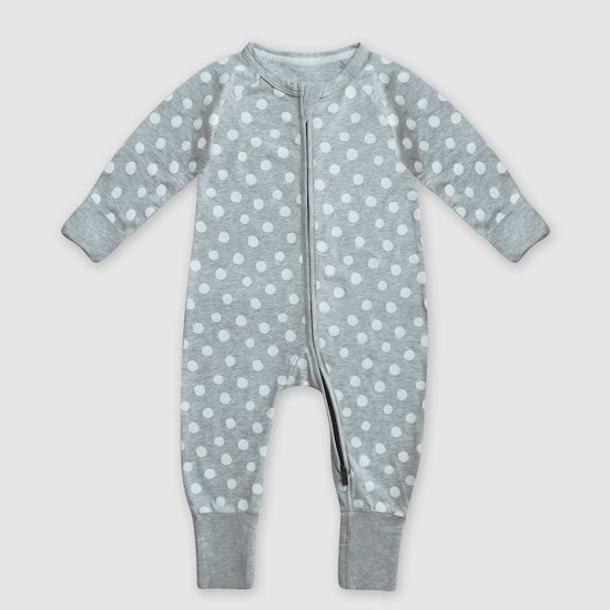 Pyjama Zippé Coton stretch Pois Blanc  de DIM Baby