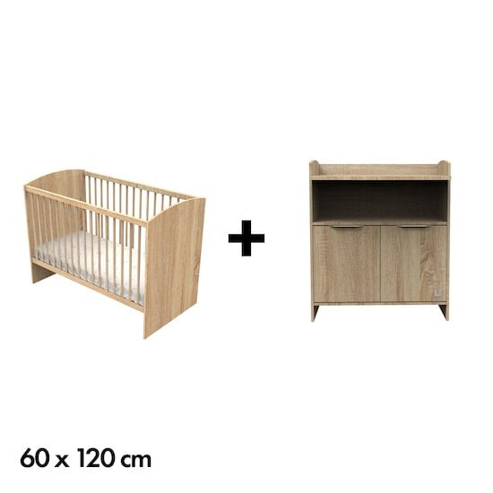 Chambre Azur : Lit 60x120 + Commode   de Sauthon Baby's Sweet Home