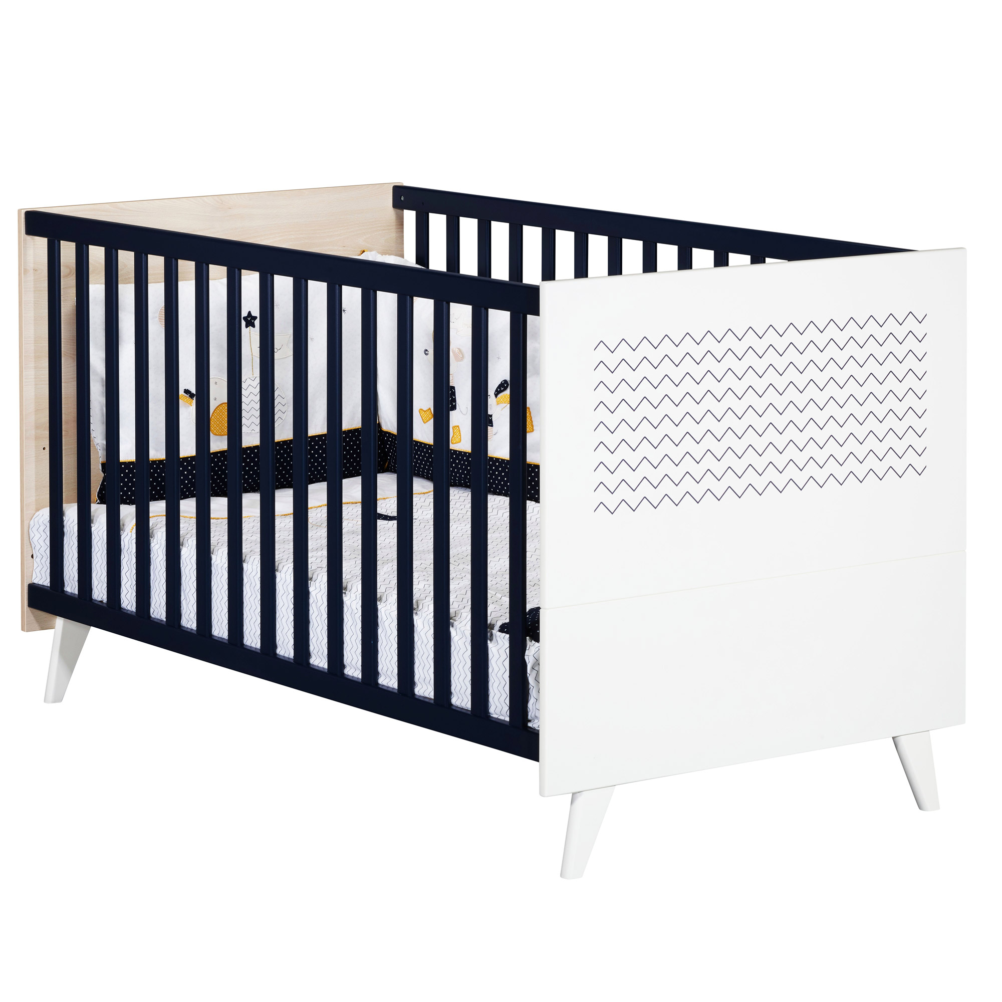 Hello Little Big Bed 70x140 Hetre Cendre Dark Blue De Sauthon Baby S Sweet Home Lits 70x140 Evolutifs Aubert