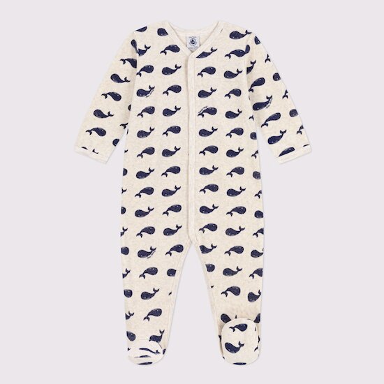 Pyjama en velours Baleines marinées  de Petit Bateau