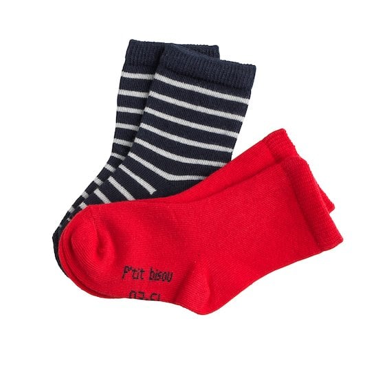 Marin d'hiver Lot 2 paires de chaussettes Rouge / Rayures 15/16 de Marèse