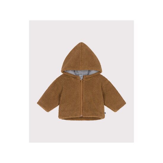 Veste à capuche en sherpa marron brindille 36 mois de Petit Bateau