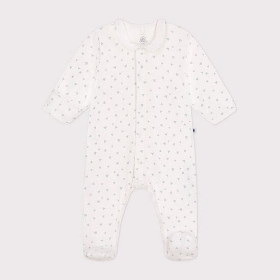 Pyjama imprimé en coton Bleu Marshmallow / Blanc Gomme  de Petit Bateau