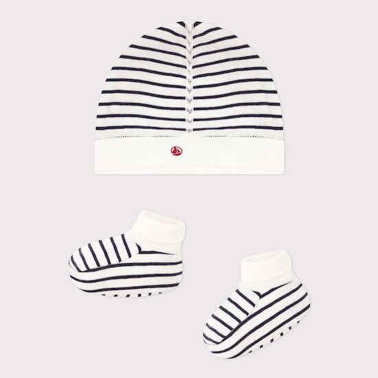 Bonnet + chausson en coton Marinière  de Petit Bateau