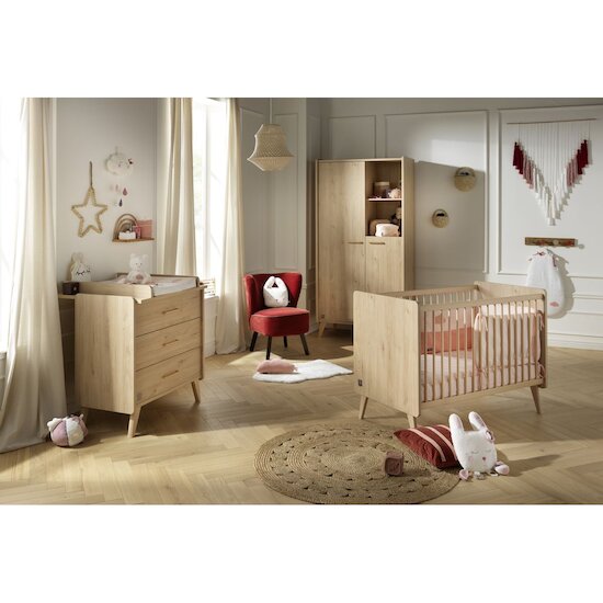 Chambre Arty : Lit 60x120 + Commode + Armoire de Sauthon Baby's